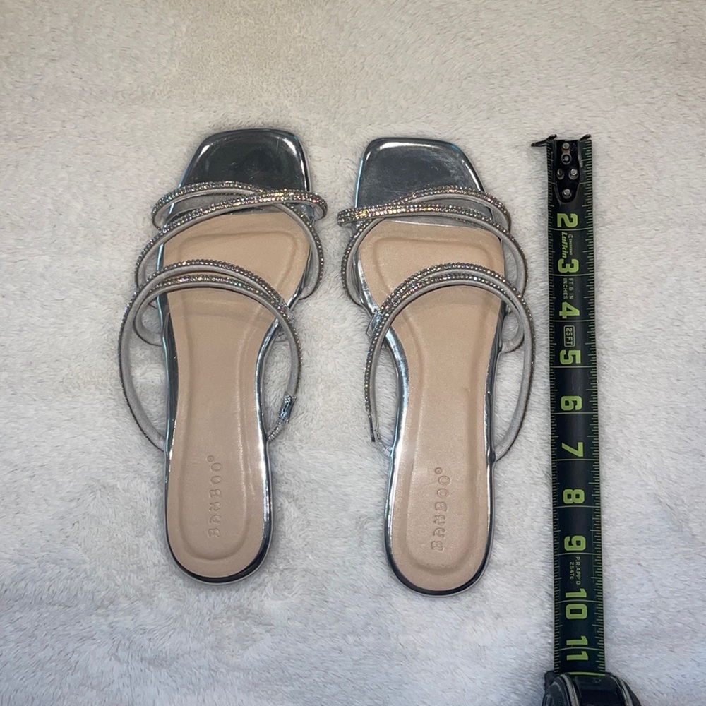 Bamboo Silver Rhinestone Criss Cross Sandals 7 1/2 - New without Tags